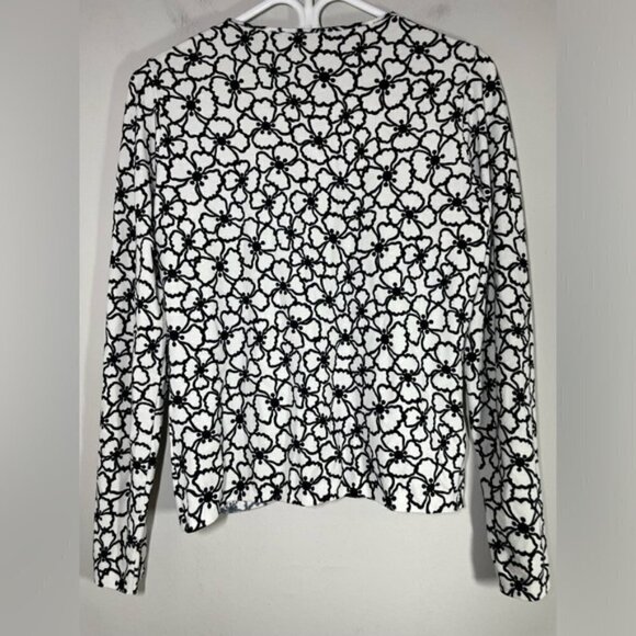 Bluemarine Italy Floral Black White Cardigan size I44 - Picture 4 of 9